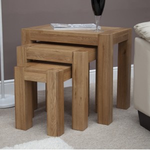 Painted oak deals nest of tables